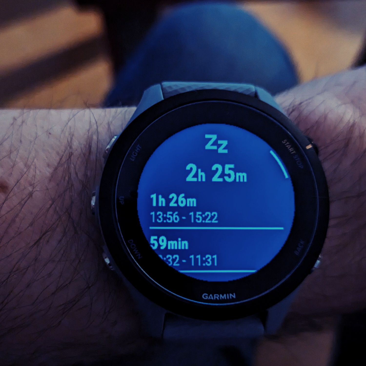 Übersicht der Nickerchen auf einer Garmin Forerunner