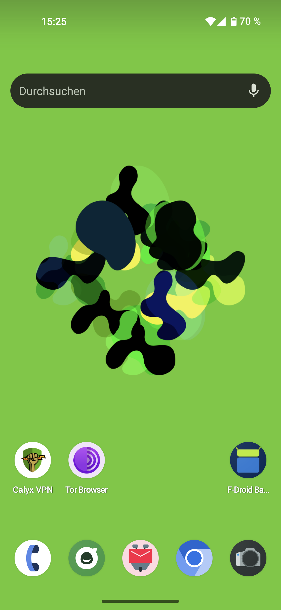 Homescreen von CalyxOS, noch ohne zusätzliche Apps