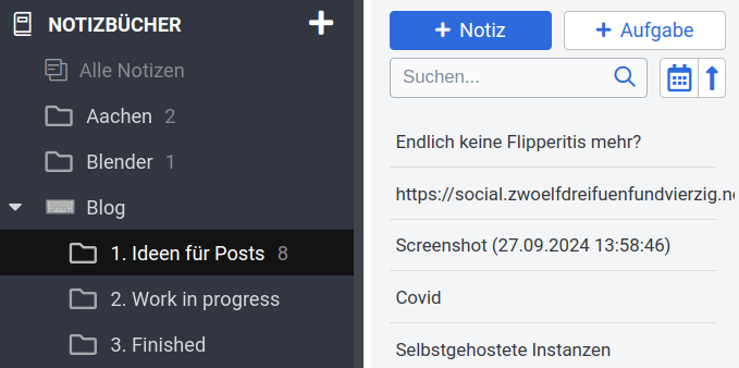 Screenshot aus Joplin